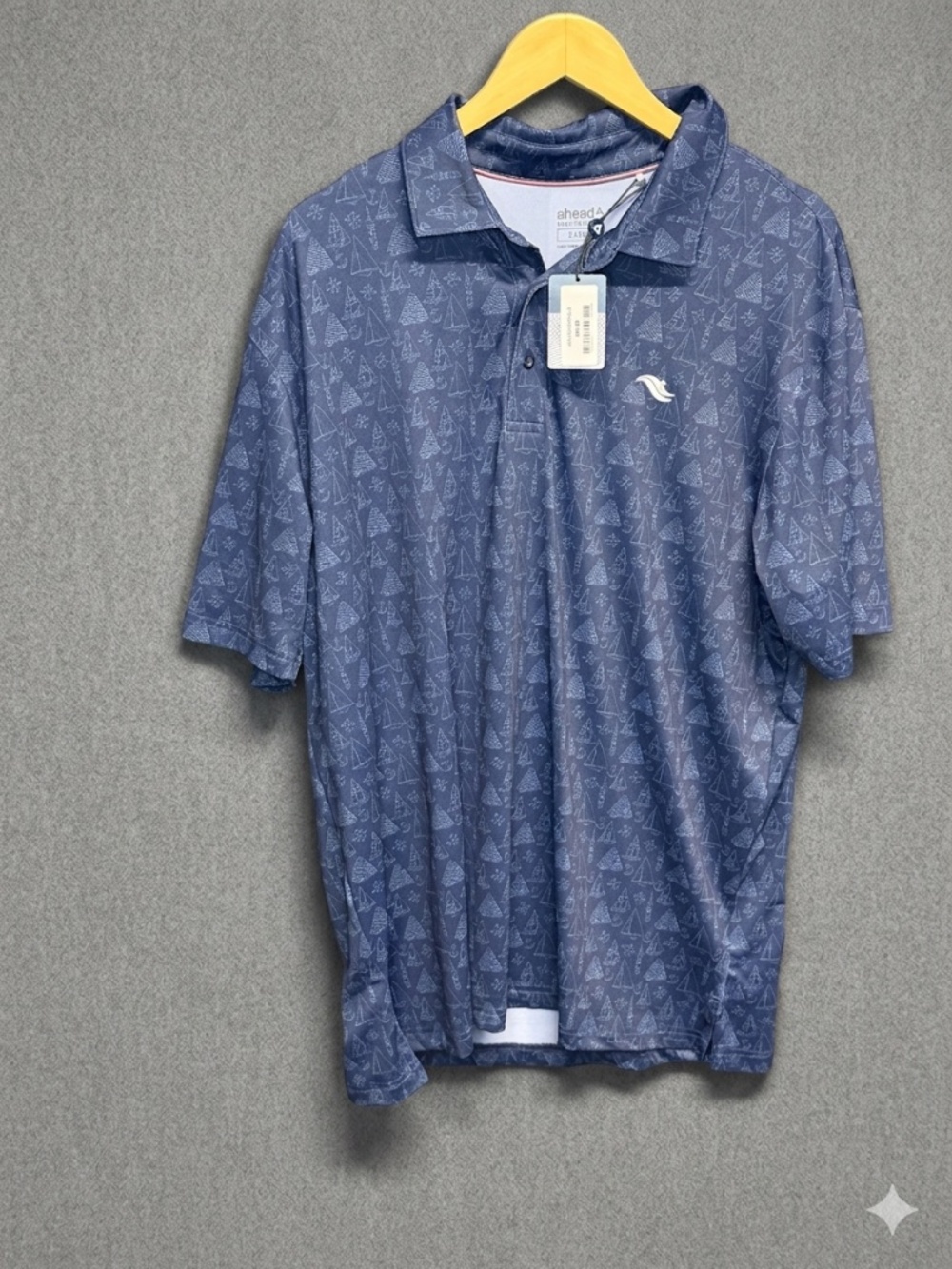 Ahead Performance Golf Polo Shirt Men's XL Nautical Sailboat True Navy NWT
